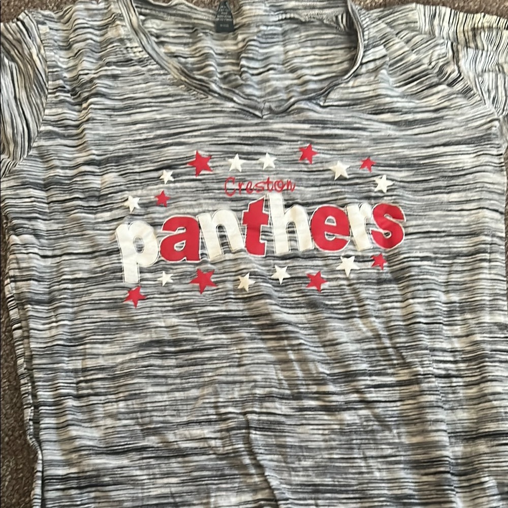 Gray and Red Panthers Women's Short Sleeve Tee